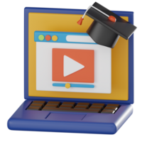 e-learning evolución, 3d icono de virtual salón de clases y en línea vídeo instrucción. 3d hacer png