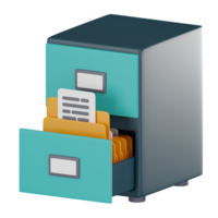 3D Icon of Filing Cabinet for Workspace Organization 3D Render png