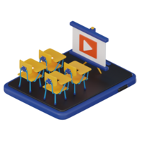 E-Learning Revolution, 3D Icon of Virtual Classroom for Remote Study. 3D render png