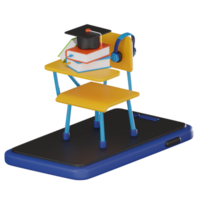 E-Learning Revolution, 3D Icon of Virtual Classroom for Remote Study. 3D render png