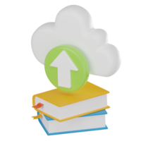 datos subir icono en nube libro. 3d hacer png