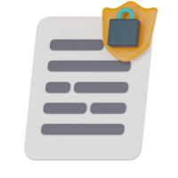 Digital Security, 3D Icon of Padlock File Symbol Ensuring Document Protection  and Privacy. 3D Render png