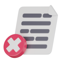 3D Icon Delete document Icon Symbolizing Data Management. 3D Render png