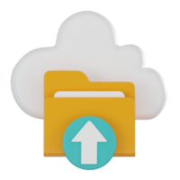 Data Upload Folder Icon in Cloud. 3D Render png