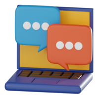 3D Icon Laptop Render with Bubble Chat. 3D Render png