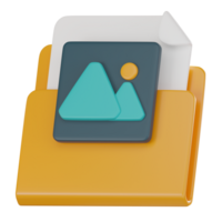 Visual data storage modern 3D icon of image folder symbol. 3D rende png
