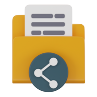 3D Icon of Document Sharing in Virtual Folders. 3D Render png