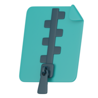 3D Icon of Zip Document and Compressed Directory. 3D Render png