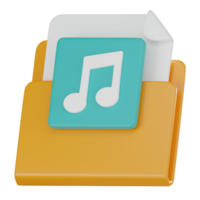 Music and File Folder Icon. 3D Render png