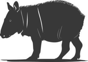 AI generated Silhouette tapir animal black color only vector