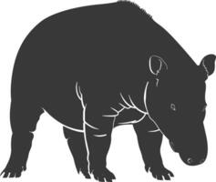 AI generated Silhouette tapir animal black color only vector