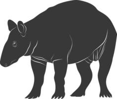 AI generated Silhouette tapir animal black color only vector