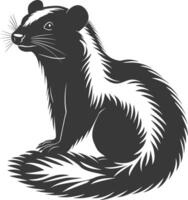 AI generated Silhouette skunk animal black color only vector