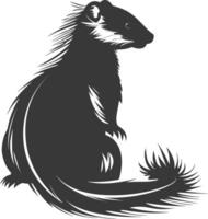 AI generated Silhouette skunk animal black color only vector