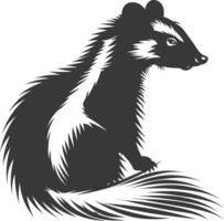 AI generated Silhouette skunk animal black color only vector