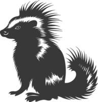 AI generated Silhouette skunk animal black color only vector