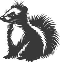 AI generated Silhouette skunk animal black color only vector