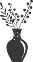 AI generated Silhouette Scandinavian Unique Vase black color only vector