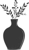 AI generated Silhouette Scandinavian Unique Vase black color only vector