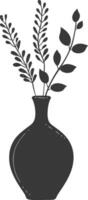 AI generated Silhouette Scandinavian Unique Vase black color only vector