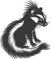 AI generated Silhouette skunk animal black color only vector