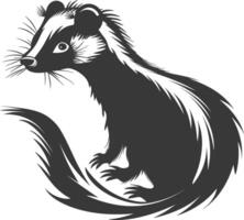 AI generated Silhouette skunk animal black color only vector