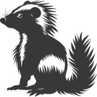 AI generated Silhouette skunk animal black color only vector