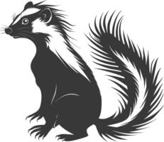 AI generated Silhouette skunk animal black color only vector