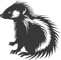 AI generated Silhouette skunk animal black color only vector