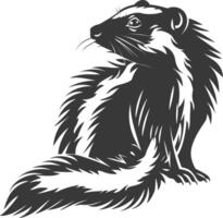 AI generated Silhouette skunk animal black color only vector