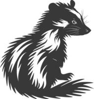 AI generated Silhouette skunk animal black color only vector