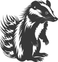 AI generated Silhouette skunk animal black color only vector