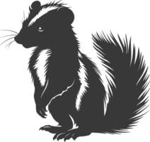 AI generated Silhouette skunk animal black color only vector