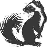 AI generated Silhouette skunk animal black color only vector