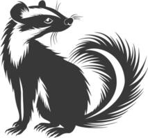 AI generated Silhouette skunk animal black color only vector