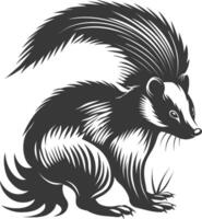 AI generated Silhouette skunk animal black color only vector