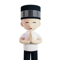 Mens maken salam gebaar Islamitisch concept 3d karakter geven illustratie png