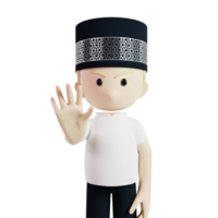 homme en colère Arrêtez geste islamique concept 3d personnage rendre illustration png