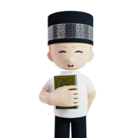 Man Holding Holy Quran Islamic Concept 3d Character Render Illustration png