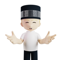 Man Leaning Hands Islamic Concept 3d Character Render Illustration png