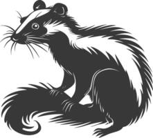 AI generated Silhouette skunk animal black color only vector