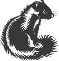 AI generated Silhouette skunk animal black color only vector