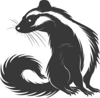 AI generated Silhouette skunk animal black color only vector