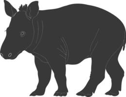 AI generated Silhouette tapir animal black color only vector