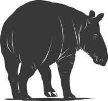 AI generated Silhouette tapir animal black color only vector