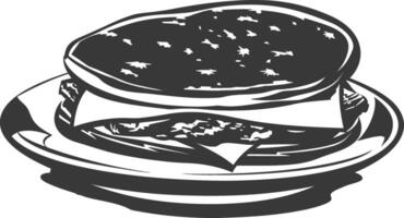 AI generated silhouette tortas mexican food black color only vector