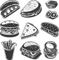 AI generated silhouette tortas mexican food black color only vector