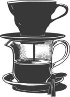 AI generated silhouette Vietnam drip coffee ready to drink black color only vector