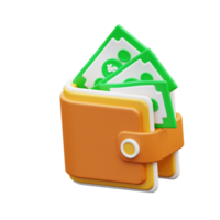3d illustration of banknotes and wallet png