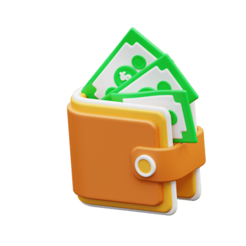 3d ilustração do notas e carteira png